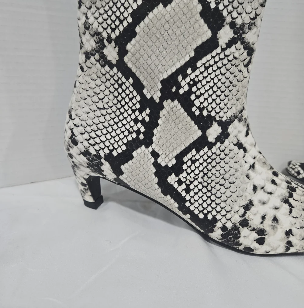 Snakeskin Faux Leather Over The Knee Kitten Heel Boots Glam Mobwife 10 Animal
